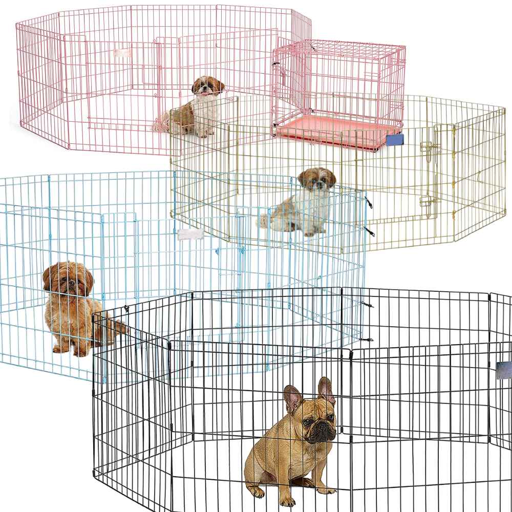 Folding Metal Exercise Pen, Gold zinc with door: image 6