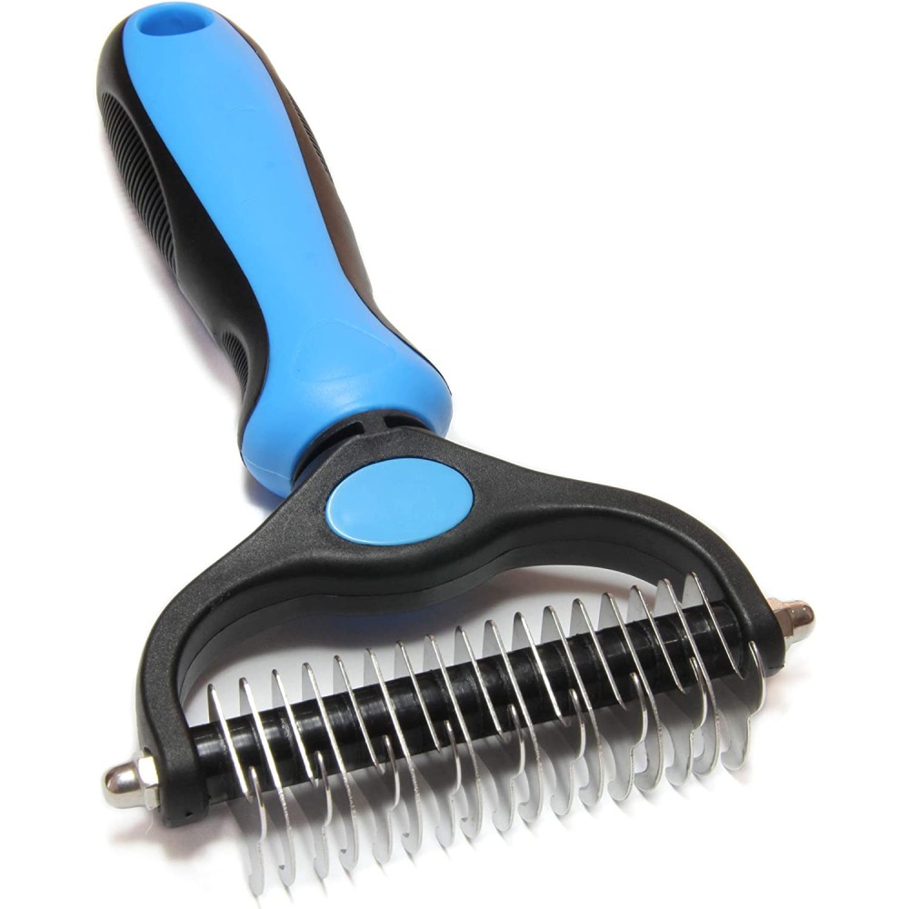 Dual Sided Deshedding and Dematting Rake, White: image 3