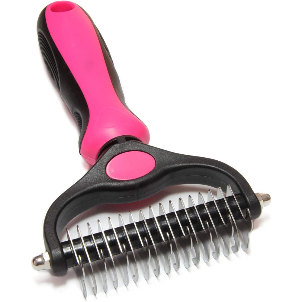 Dual Sided Deshedding and Dematting Rake, White: image 5