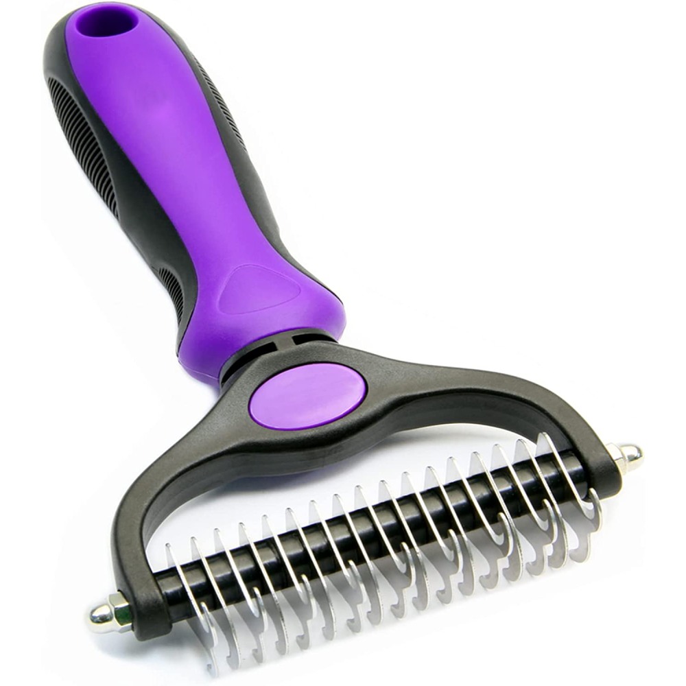 Dual Sided Deshedding and Dematting Rake, White: image 6