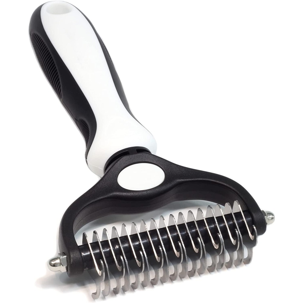 Dual Sided Deshedding and Dematting Rake, White: image 7