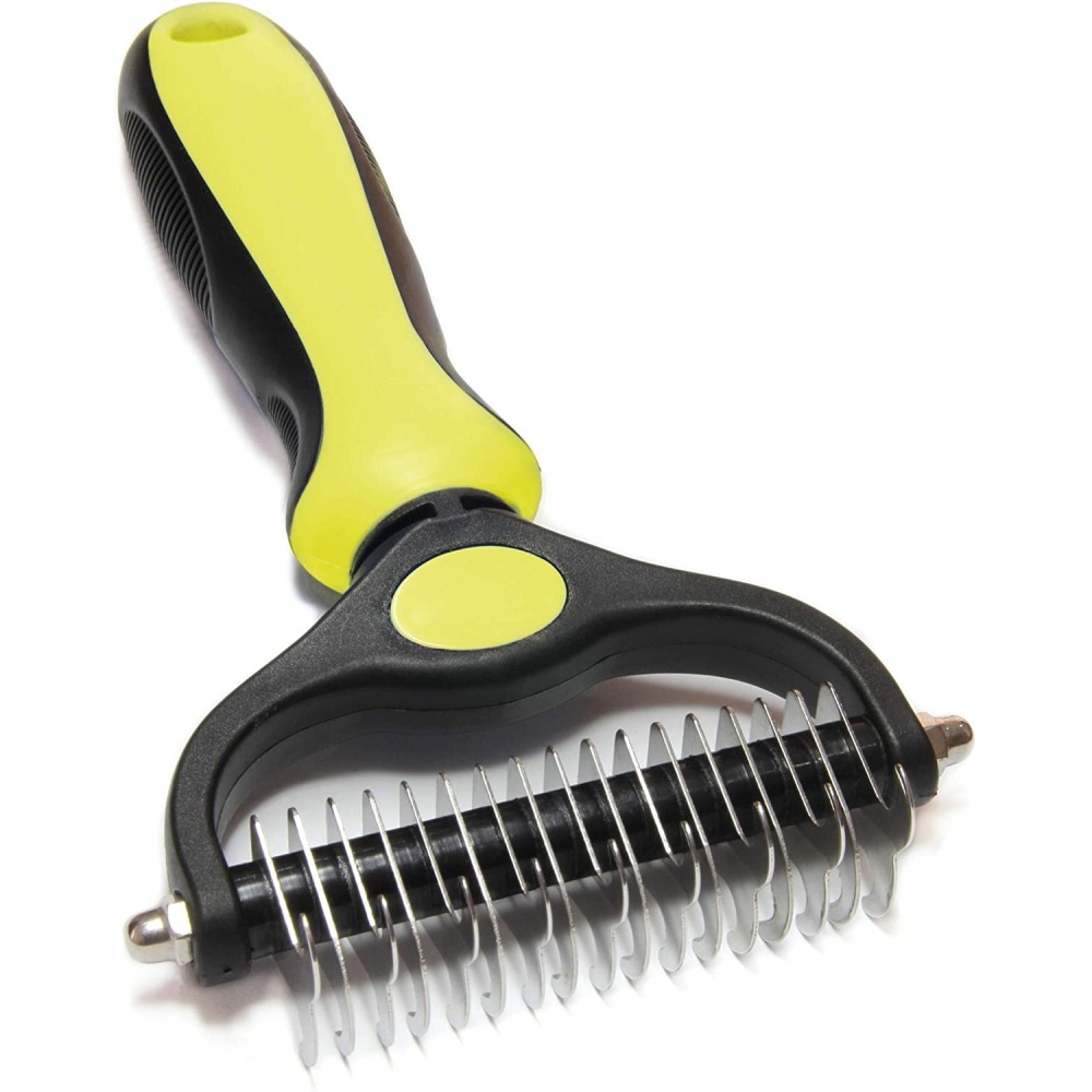 Dual Sided Deshedding and Dematting Rake, White: image 8