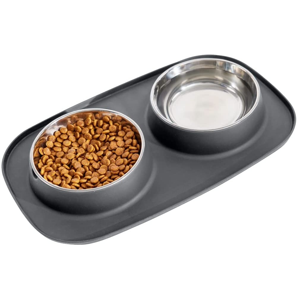 Stainless Bowls on a Silicone Mat, Black: image 3