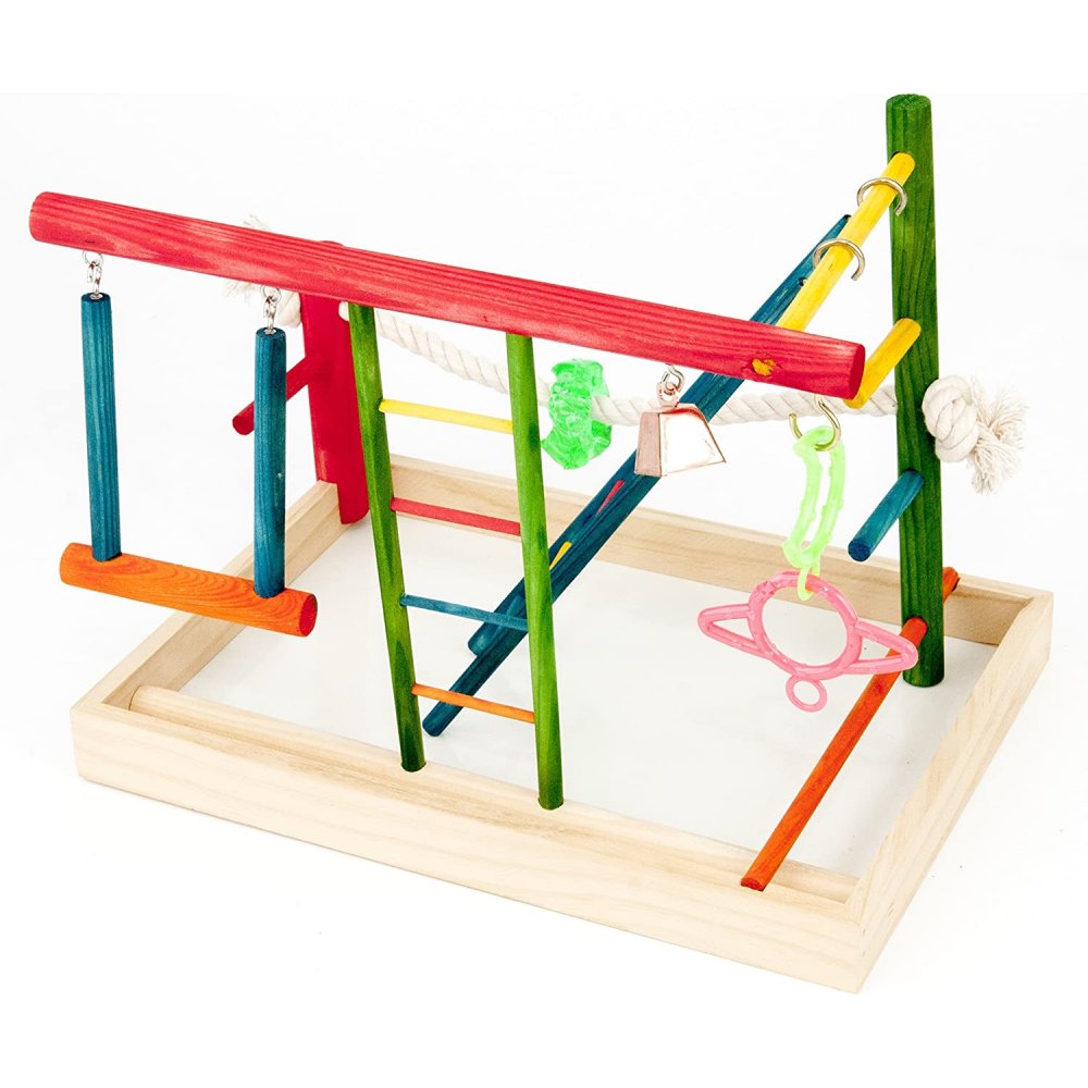 Wooden Playpen with Perches and Swing