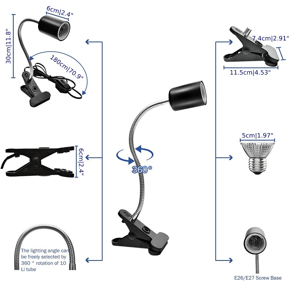 Reptile Heat Lamp with Adjustable Stands: image 6